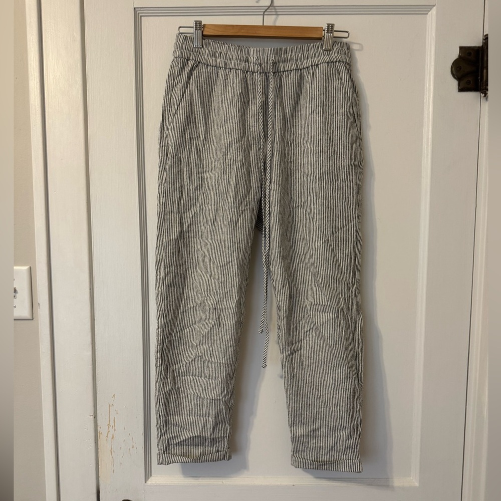 J. Crew Black and White Striped Linen pant